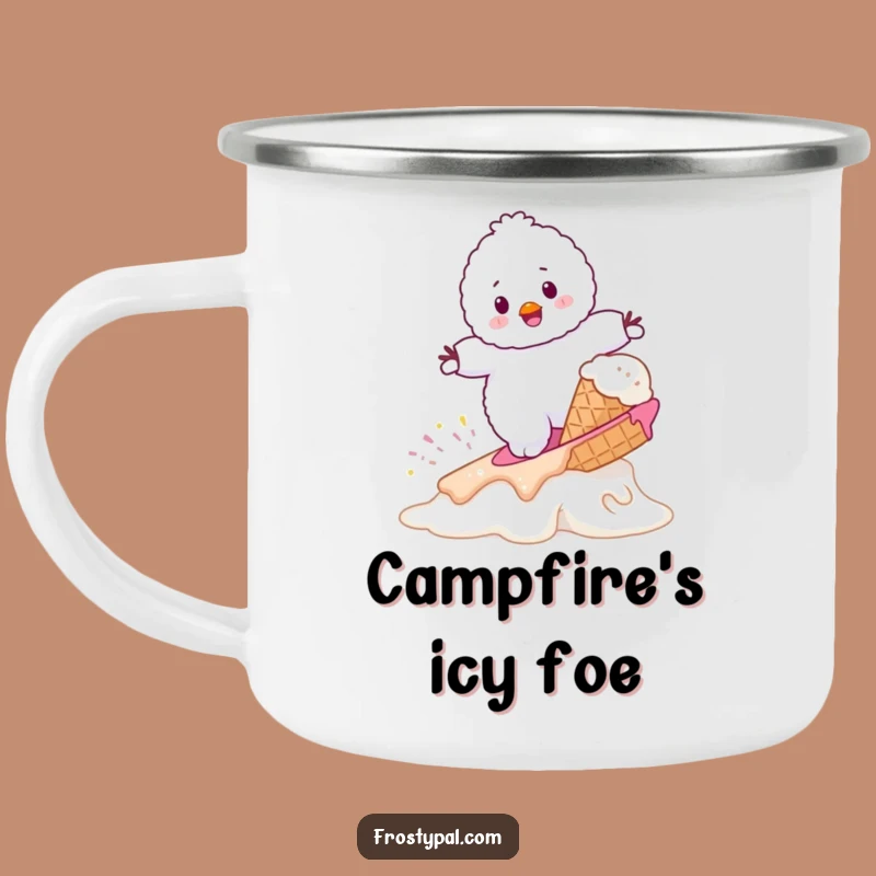 Funny Snowman Surf Ice Cream Camping Mug - Outdoor Wacky Cup Gift