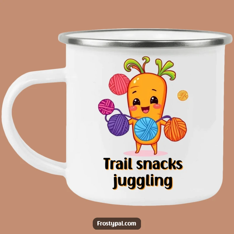 Funny Carrot Juggling Yarn Camping Mug - Outdoor Crafter Cup Gift