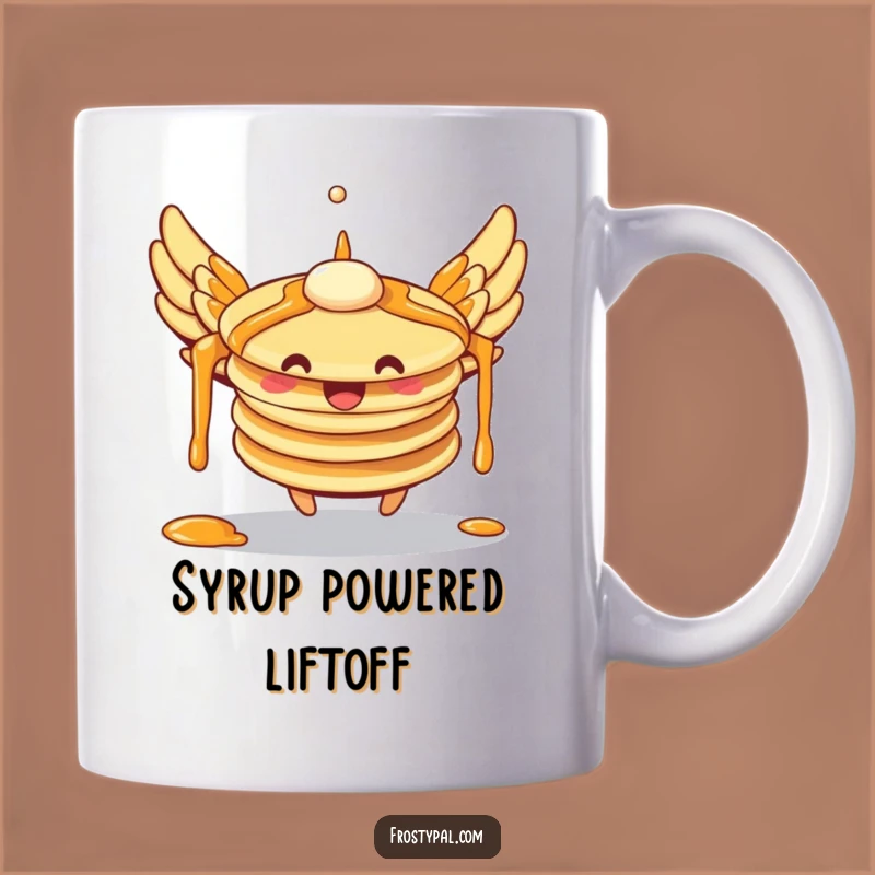 Funny Flying Pancakes Mug: Hilarious Breakfast Gift for Syrup Lovers