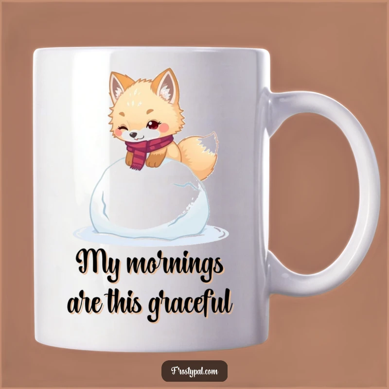 Funny Fox Snowball Mug: Adorable Clumsy Arctic Fox, Hilarious Winter Gift for Fox Lovers
