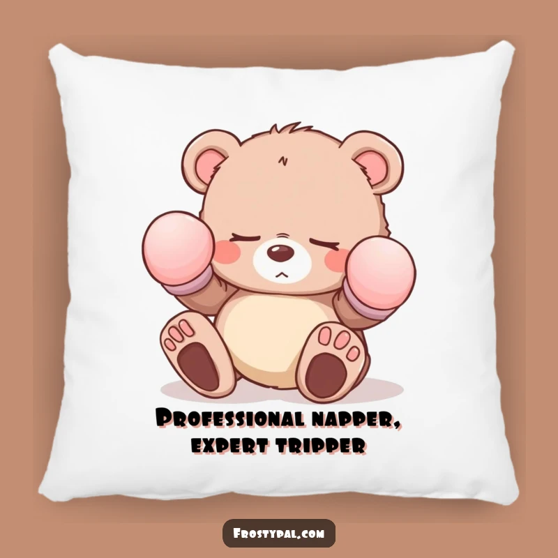 Funny Sleepy Bear Cub Pillow: Soft & Hilarious Accent for Cozy Spaces