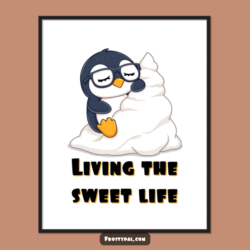 Funny Penguin Digital Art: Creamy Slide Print, Hilarious Instant Download for Decor