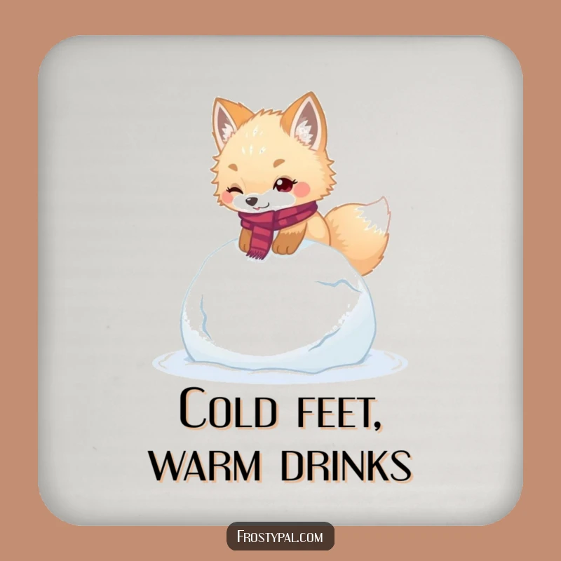 Funny Fox Coaster: Snowball Stop, Hilarious Bar Accessory for Winter Tables