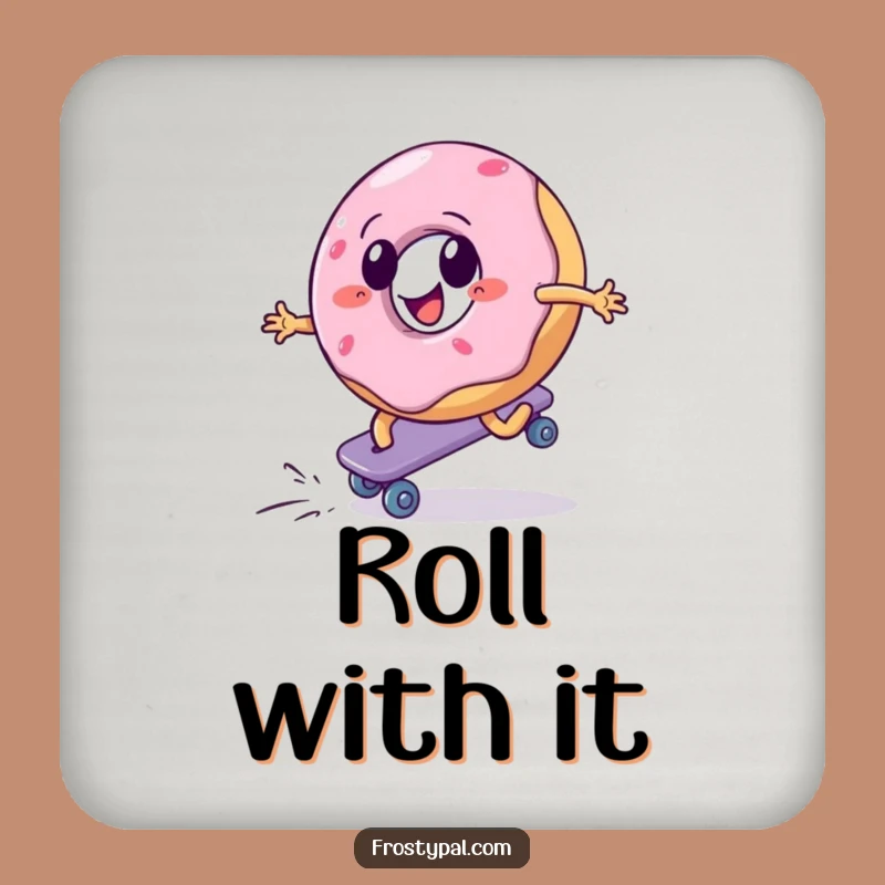 Funny Donut Skater Drink Coaster - Protect Surfaces with Determination!