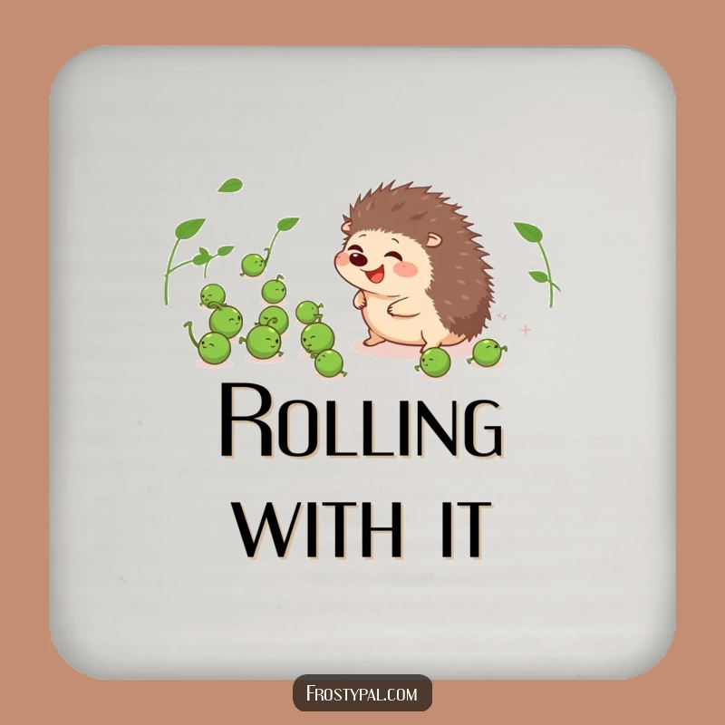 Funny Hedgehog Pea Herder Coaster - Giggling Prickly Pal Drink Decor Gift