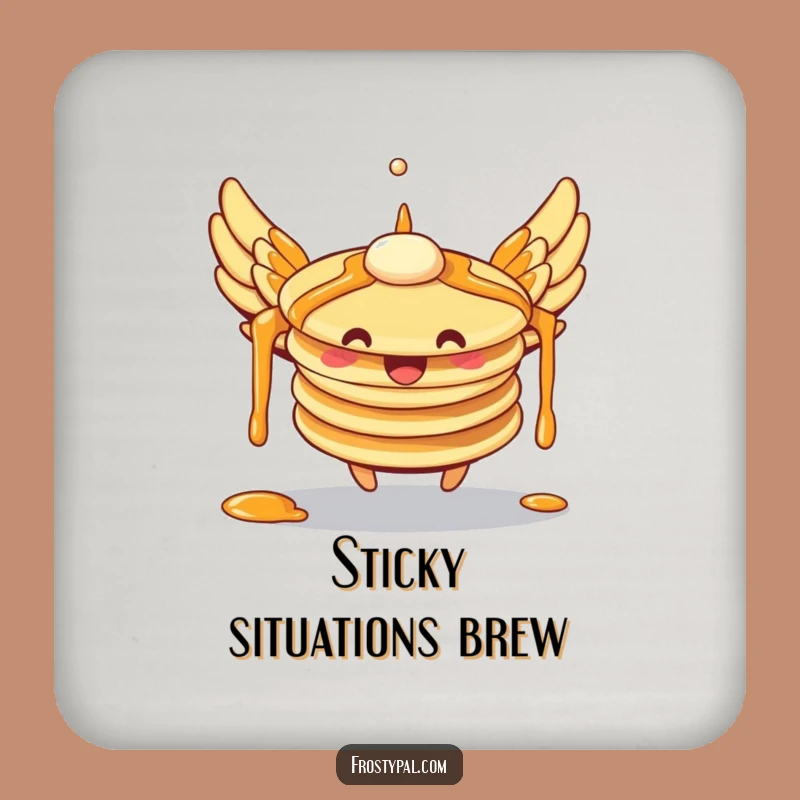 Funny Flying Pancakes Drink Coasters: Hilarious Set for Breakfast Table Protection