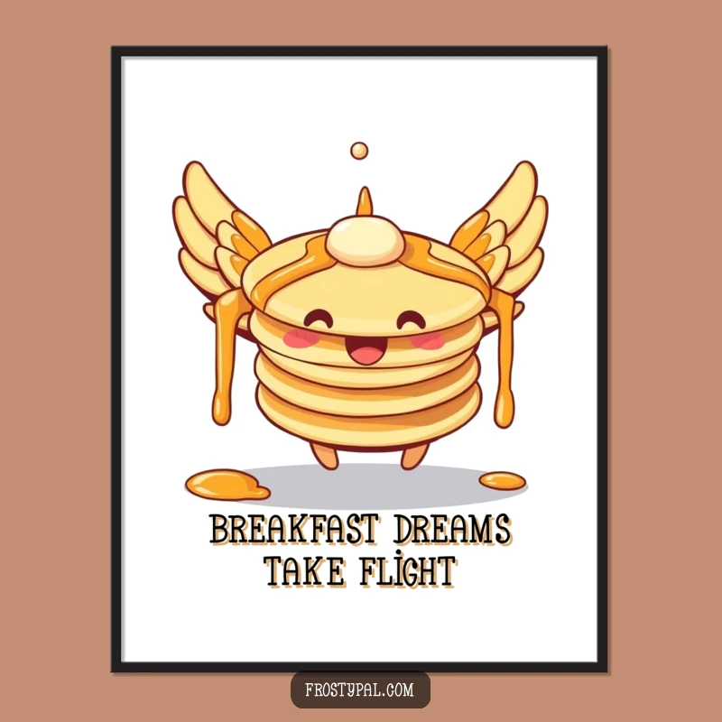 Funny Flying Pancakes Poster: Hilarious Breakfast Art for Kitchen & Dorm Decor