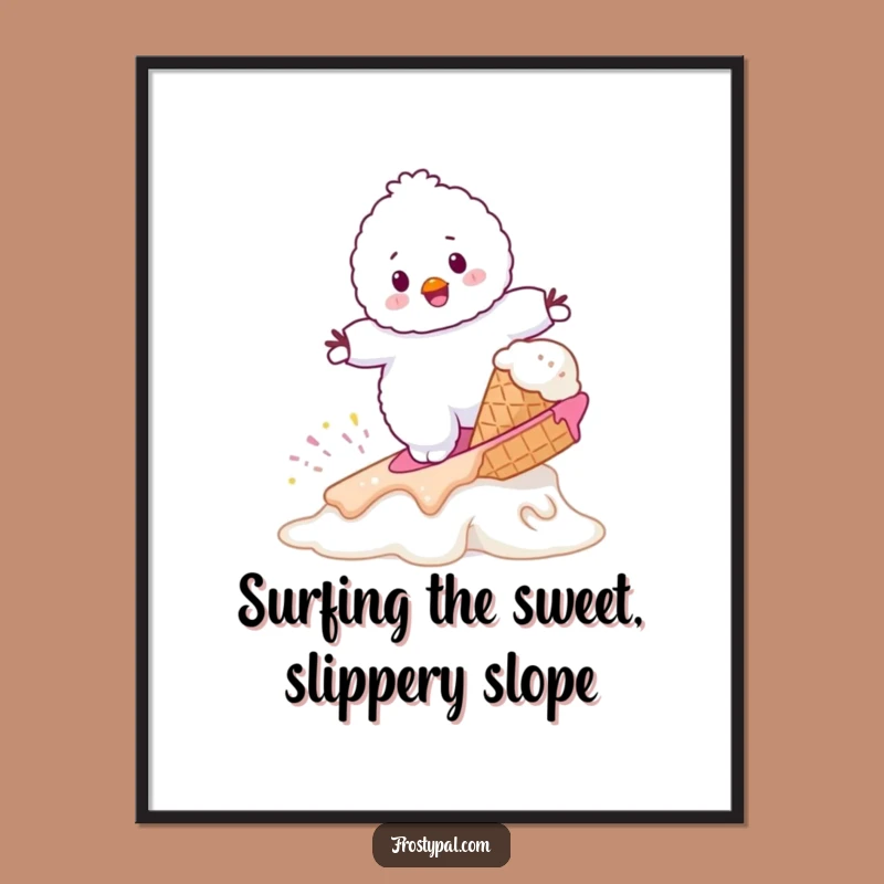 Funny Snowman Ice Cream Surf Art - Free Printable Wall Decor Downloadable