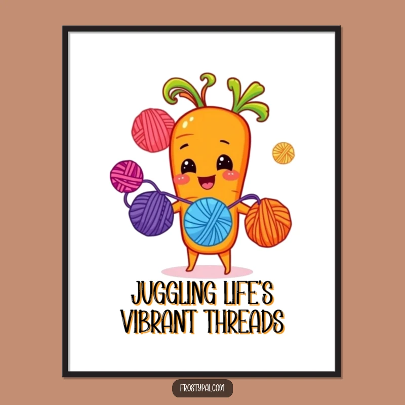 Funny Carrot Juggling Art - Free Printable Wall Decor Downloadable