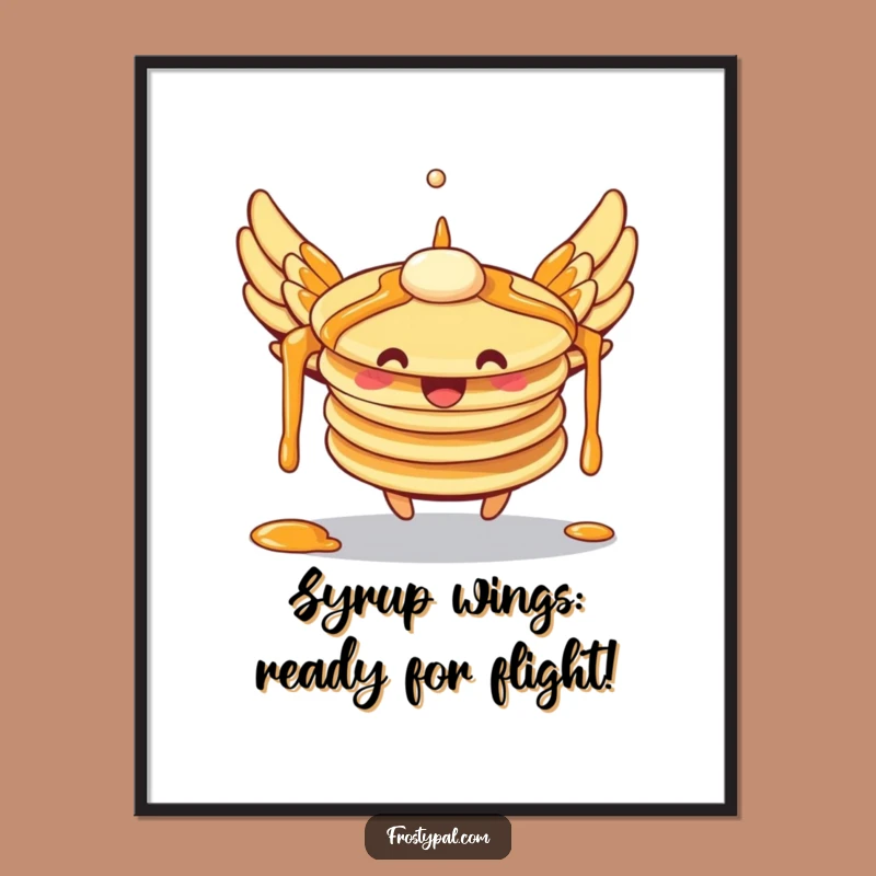 Funny Free Printable Pancake Art: Syrup Wings Take Off - Humorous Wall Decor