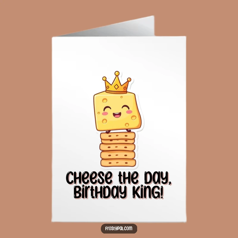 Free Printable Funny Birthday Card: Cheesy Crowned Cheese - Hilarious Downloadable Gift!