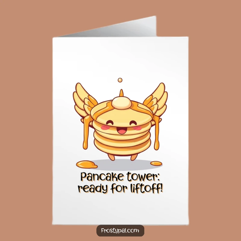 Funny Free Printable Pancake Birthday Card: Wobbly Syrup Wings - Downloadable Gift