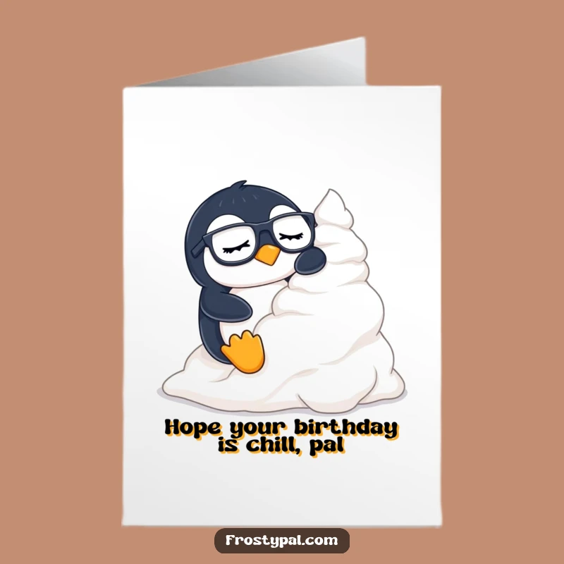 Free Printable Birthday Card: Penguin's Whipped Cream Slide - Sweet Downloadable Greeting
