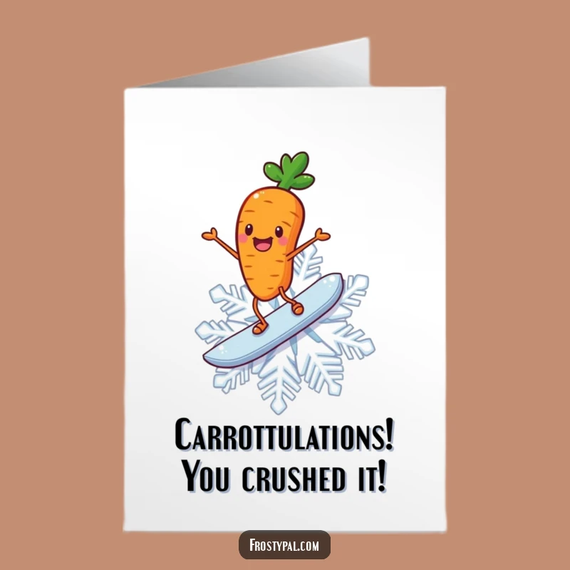 Free Printable Congrats Card: Carrot's Snowflake Surf - Victory Celebration Fun