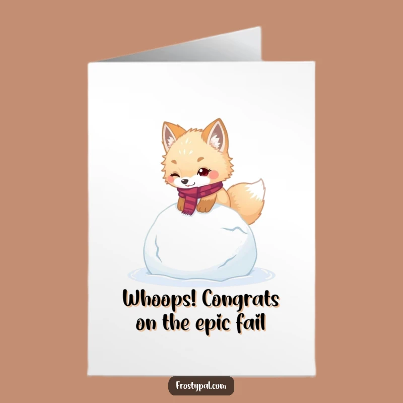 Free Printable Congrats Card: Fox's Snowball Trip - Funny Success Celebration