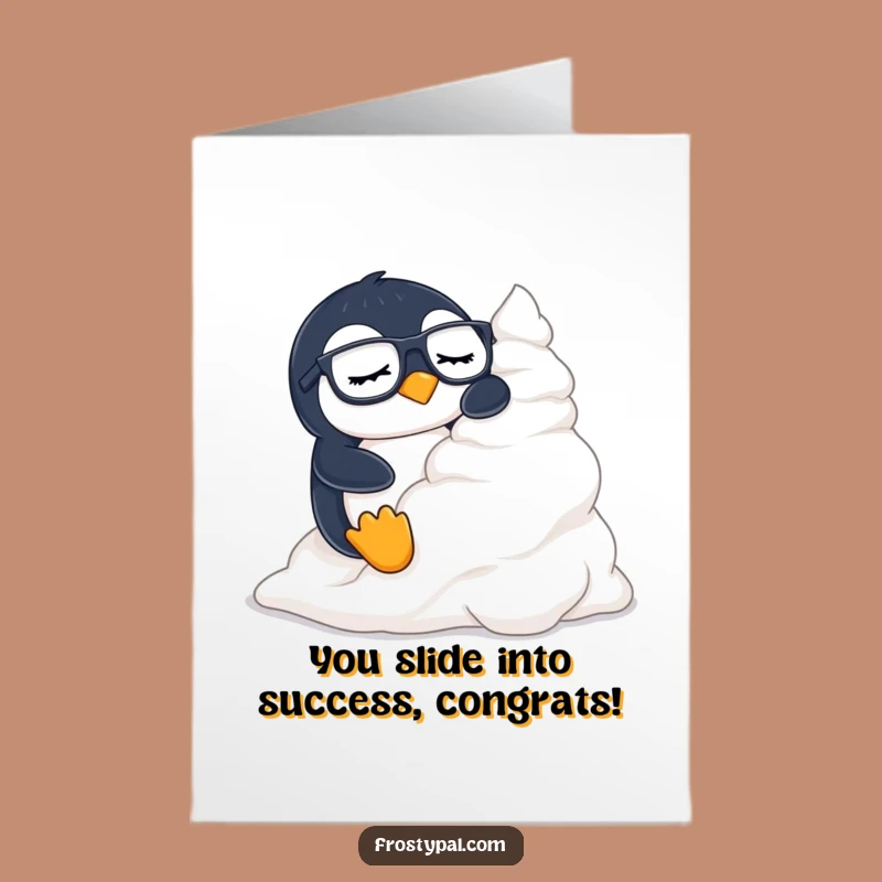 Free Printable Congrats Card: Penguin's Creamy Success - Funny Celebration Art