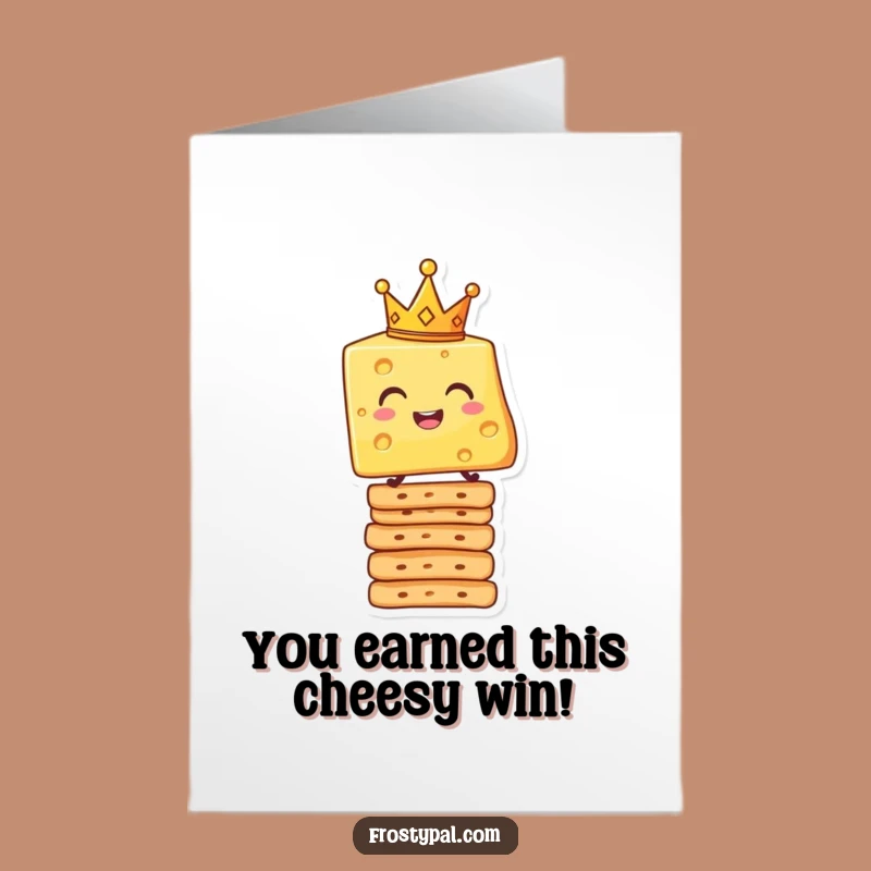 Free Printable Congratulations Card: Crowned Cheese - Funny Downloadable Gift for Any Win!