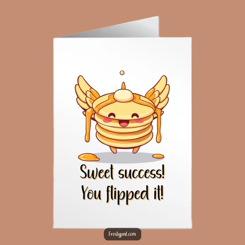 Free Printable Flying Pancake Card: Syrup Wings Congratulations - Humorous Downloadable
