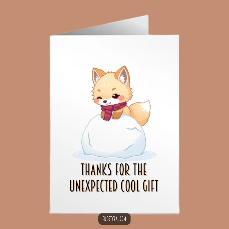 Free Printable Thank You Card: Fox's Snowball Stumble - Humorous Appreciation Gift