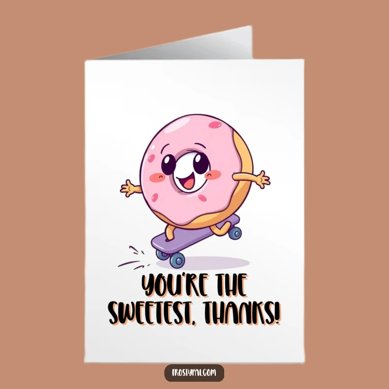 Free Printable Thank You Card: Funny Donut Skater - Humorous DIY Downloadable Gift