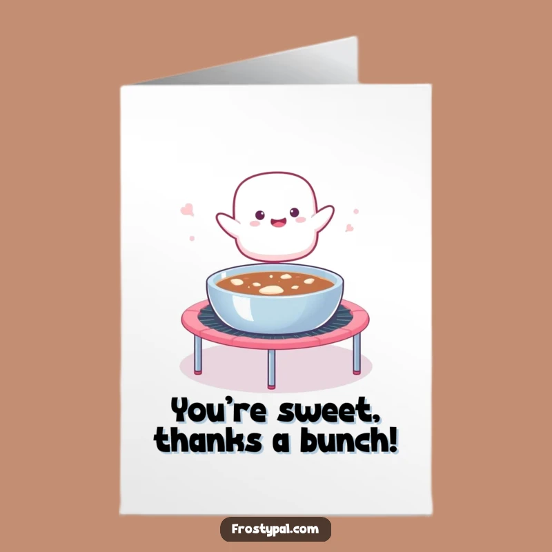 Free Printable Thank You Card: Funny Marshmallow Splash - Humorous DIY Downloadable Gift