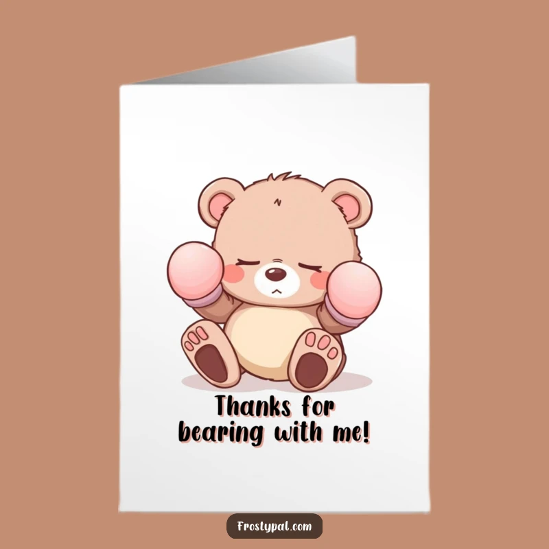 Free Printable Bear Cub Thank You Card: Sleepy & Stumbling - Funny Downloadable