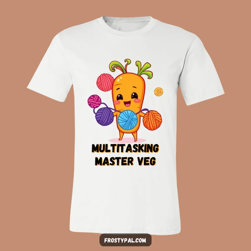 Funny Carrot Juggling Yarn T-Shirt - Cheerful Crafter Tee Gift