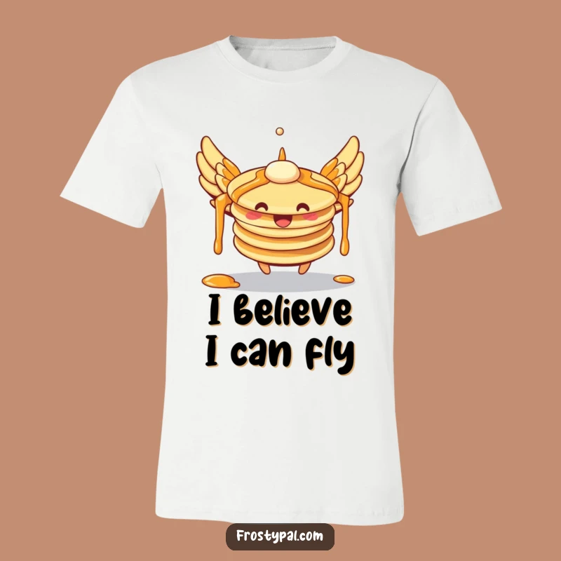 Funny Flying Pancake T-Shirt: Hilarious Breakfast Design for Syrup Enthusiasts