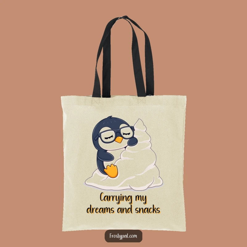 Funny Penguin Tote Bag: Creamy Descent Carrier, Hilarious Accessory for Errands
